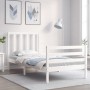Estructura de cama con cabecero madera maciza blanco de , Camas y somieres - Ref: Foro24-3193757, Precio: 102,33 €, Descuento: %