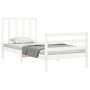 Estructura de cama con cabecero madera maciza blanco de , Camas y somieres - Ref: Foro24-3193757, Precio: 102,33 €, Descuento: %