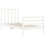 Estructura de cama con cabecero madera maciza blanco de , Camas y somieres - Ref: Foro24-3193757, Precio: 102,33 €, Descuento: %