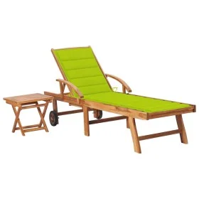 Tumbona con mesa y cojín madera maciza de teca by , Loungers - Ref: Foro24-3063032, Price: 311,94 €, Discount: %