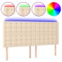 Cabecero con luces LED tela crema 200x5x118/128 cm de , Cabeceros y pies de cama - Ref: Foro24-3122885, Precio: 117,58 €, Des...