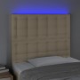 Cabecero con luces LED tela crema 100x5x118/128 cm de , Cabeceros y pies de cama - Ref: Foro24-3122853, Precio: 65,33 €, Desc...