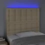 Headboard with LED lights cream fabric 100x5x118/128 cm by , Headboards and footboards - Ref: Foro24-3122853, Price: 82,47 €,...