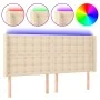 Kopfteil aus cremefarbenem Stoff mit LED 203x16x118/128 cm von , Kopf- und Fußteile - Ref: Foro24-3124509, Preis: 147,55 €, R...