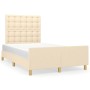 Estructura de cama con cabecero de tela color crema 120x200 cm de , Camas y somieres - Ref: Foro24-3125370, Precio: 165,43 €,...