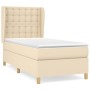 Cama box spring con colchón tela color crema 100x200 cm de , Camas y somieres - Ref: Foro24-3128826, Precio: 364,33 €, Descue...