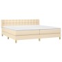 Cama box spring con colchón tela color crema 200x200 cm de , Camas y somieres - Ref: Foro24-3130622, Precio: 541,06 €, Descue...