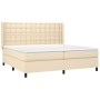 Cama box spring con colchón tela color crema 200x200 cm de , Camas y somieres - Ref: Foro24-3131782, Precio: 611,53 €, Descue...
