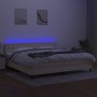 Cama box spring colchón y luces LED tela crema 200x200 cm de , Camas y somieres - Ref: Foro24-3133506, Precio: 547,33 €, Desc...