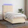 Cama box spring colchón y luces LED tela crema 100x200 cm de , Camas y somieres - Ref: Foro24-3135178, Precio: 332,28 €, Desc...