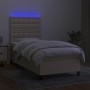Cama box spring colchón y luces LED tela crema 100x200 cm de , Camas y somieres - Ref: Foro24-3135178, Precio: 332,28 €, Desc...
