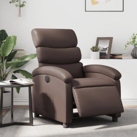 Sillón reclinable eléctrico de cuero sintético marrón en Sillones | Comprar online en Foru.es