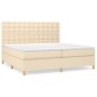 Cama box spring con colchón tela color crema 200x200 cm de , Camas y somieres - Ref: Foro24-3142686, Precio: 598,70 €, Descue...