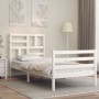 Estructura de cama con cabecero madera maciza blanco de , Camas y somieres - Ref: Foro24-3194862, Precio: 97,45 €, Descuento: %