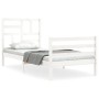 Estructura de cama con cabecero madera maciza blanco de , Camas y somieres - Ref: Foro24-3194862, Precio: 97,45 €, Descuento: %