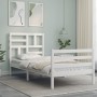 Estructura de cama con cabecero madera maciza blanco de , Camas y somieres - Ref: Foro24-3194862, Precio: 97,45 €, Descuento: %