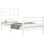 Estructura de cama con cabecero madera maciza blanco de , Camas y somieres - Ref: Foro24-3194862, Precio: 97,45 €, Descuento: %