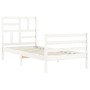 Estructura de cama con cabecero madera maciza blanco de , Camas y somieres - Ref: Foro24-3194862, Precio: 97,45 €, Descuento: %