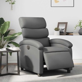 Sillón reclinable eléctrico de cuero sintético gris en Sillones | Comprar online en Foru.es