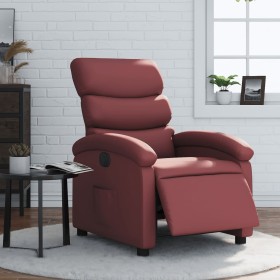 Sillón reclinable eléctrico de cuero sintético rojo tinto en Sillones | Comprar online en Foru.es
