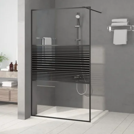 Shower screen made of transparent black ESG glass 115x195 cm by , Shower walls and screens - Ref: Foro24-152148, Price: 185,1...