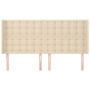 Cabecero con orejas de tela color crema 203x16x118/128 cm de , Cabeceros y pies de cama - Ref: Foro24-3120041, Precio: 122,08...