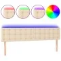 Cream fabric headboard with LED 200x5x78/88 cm by , Headboards and footboards - Ref: Foro24-3122073, Price: 81,70 €, Discount: %