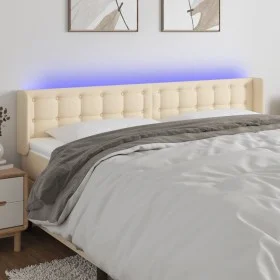 Kopfteil aus cremefarbenem Stoff mit LED 203x16x78/88 cm von , Kopf- und Fußteile - Ref: Foro24-3123697, Preis: 86,15 €, Raba...