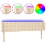 Cabecero con LED de tela crema 203x16x78/88 cm de , Cabeceros y pies de cama - Ref: Foro24-3123697, Precio: 73,27 €, Descuent...