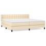 Cama box spring con colchón tela color crema 200x200 cm de , Camas y somieres - Ref: Foro24-3130062, Precio: 549,03 €, Descue...