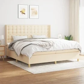 Box spring bed with cream fabric mattress 200x200 cm by , Beds and slatted bases - Ref: Foro24-3132342, Price: 647,81 €, Disc...