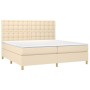 Cama box spring colchón y luces LED tela crema 200x200 cm de , Camas y somieres - Ref: Foro24-3135786, Precio: 606,40 €, Desc...