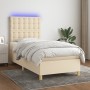 Cama box spring colchón y luces LED tela crema 100x200 cm de , Camas y somieres - Ref: Foro24-3135738, Precio: 337,30 €, Desc...
