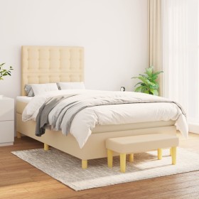 Cama box spring con colchón tela color crema 120x200 cm de , Camas y somieres - Ref: Foro24-3137466, Precio: 447,83 €, Descue...