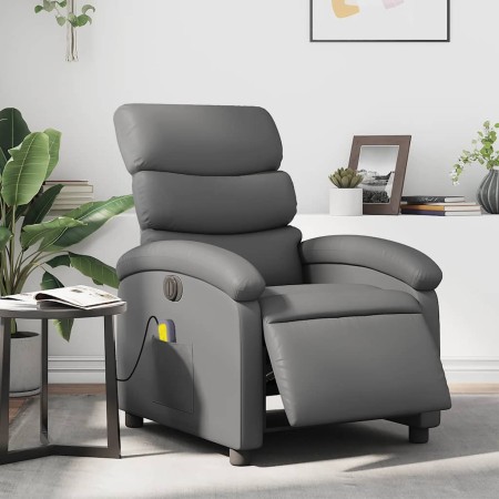 Sillón de masaje reclinable eléctrico cuero sintético gris en Sillones | Comprar online en Foru.es
