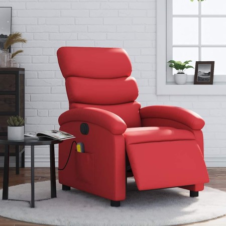 Sillón de masaje reclinable eléctrico de cuero artificial rojo en Sillones | Comprar online en Foru.es
