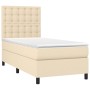 Cama box spring con colchón tela color crema 100x200 cm de , Camas y somieres - Ref: Foro24-3142078, Precio: 326,93 €, Descue...