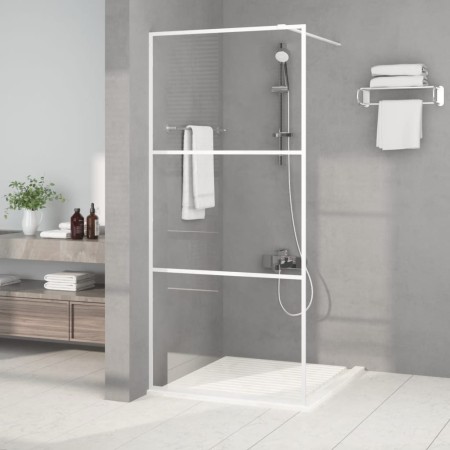 Mampara de ducha vidrio ESG transparente blanco 90x195 cm de , Paredes y mamparas de ducha - Ref: Foro24-152121, Precio: 144,...