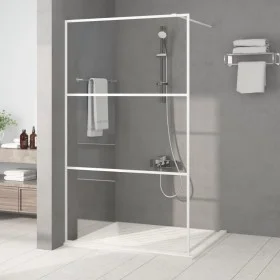 Mampara de ducha vidrio ESG transparente blanco 115x195 cm de , Paredes y mamparas de ducha - Ref: Foro24-152123, Precio: 165...