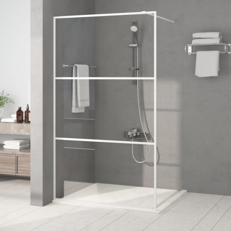 Mampara de ducha vidrio ESG transparente blanco 115x195 cm de , Paredes y mamparas de ducha - Ref: Foro24-152123, Precio: 167...