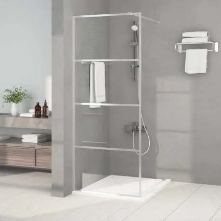 Silver transparent ESG glass shower screen 80x195 cm by , Shower walls and screens - Ref: Foro24-152135, Price: 134,13 €, Dis...