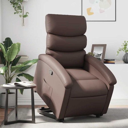 Sillón reclinable elevable cuero sintético marrón en Sillones | Comprar online en Foru.es