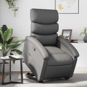 Sillón reclinable elevable cuero artificial gris en Sillones | Comprar online en Foru.es