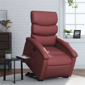 Sillón reclinable elevable cuero artificial rojo tinto en Sillones | Comprar online en Foru.es