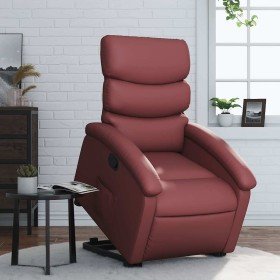 Sillón reclinable elevable cuero artificial rojo tinto en Sillones | Comprar online en Foru.es