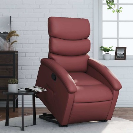 Sillón reclinable elevable cuero artificial rojo tinto en Sillones | Comprar online en Foru.es