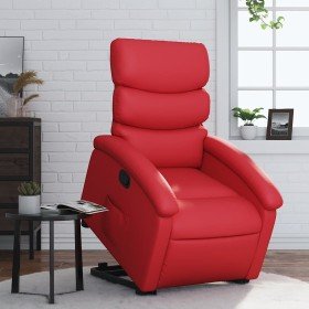 Sillón reclinable elevable cuero artificial rojo en Sillones | Comprar online en Foru.es