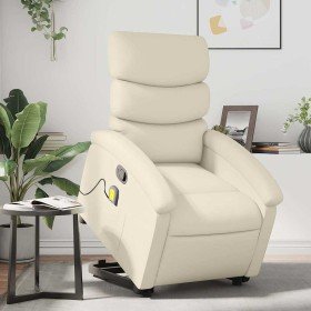 Sillón reclinable de masaje de pie cuero artificial color crema en Sillones | Comprar online en Foru.es