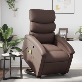 Sillón reclinable de masaje de pie de cuero sintético marrón en Sillones | Comprar online en Foru.es