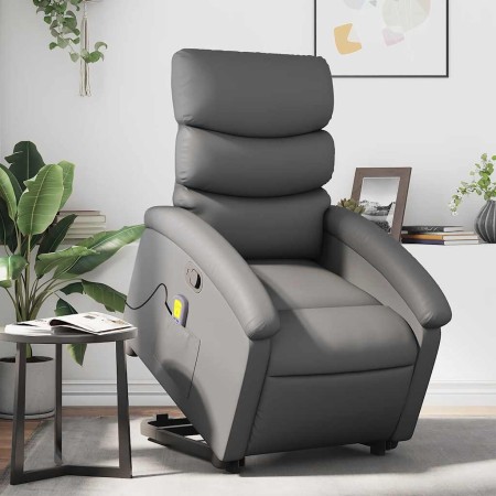 Sillón reclinable de masaje de pie cuero artificial gris en Sillones | Comprar online en Foru.es